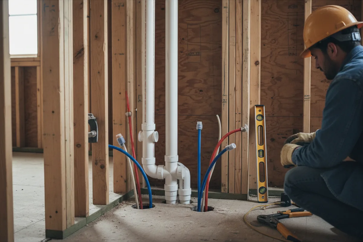 Drain and supply rough-in during Sump Pump Repair in Gas City