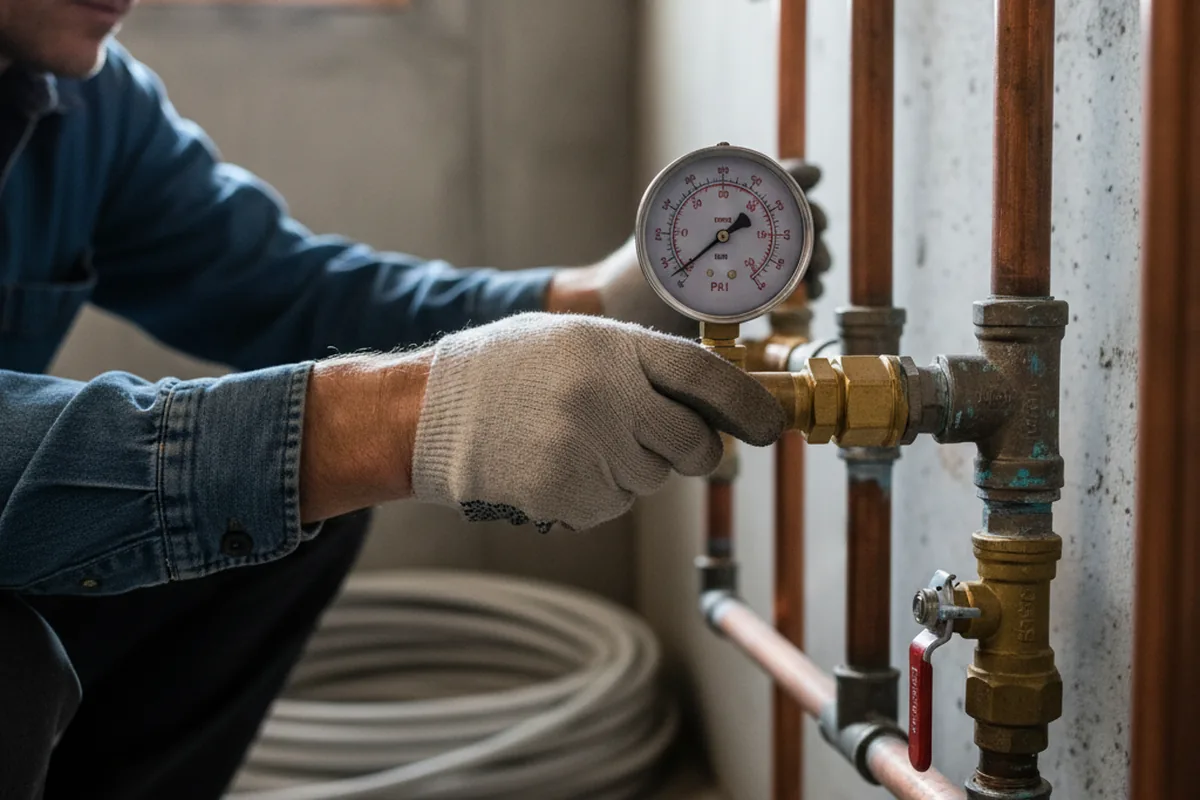 Pressure testing a repaired line during Water Line Repair in Gas City